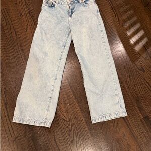 Girls Size 10 Classic Wide-Leg Light Wash Jeans